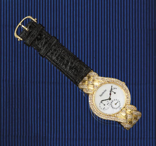 A GOLD AND DIAMOND AUTOMATIC WRISTWATCH, BY ALEXIS BARTHELAY