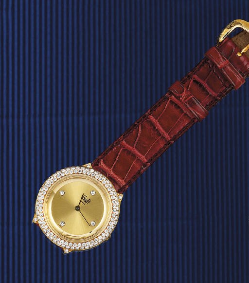 AN 18CT. GOLD AND DIAMOND QUARTZ WRISTWATCH, BY GRAFF