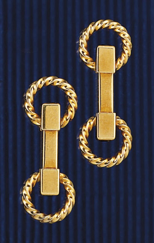 A PAIR OF SAPPHIRE SET CUFFLINKS, BY TIFFANY & CO