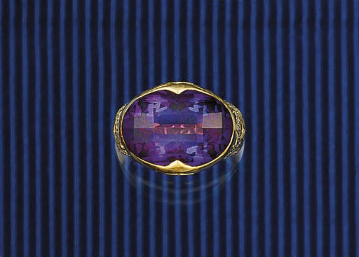 AN AMETHYST AND DIAMOND RING