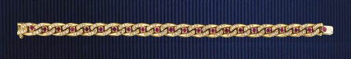 A RUBY AND DIAMOND BRACELET, BY CARTIER