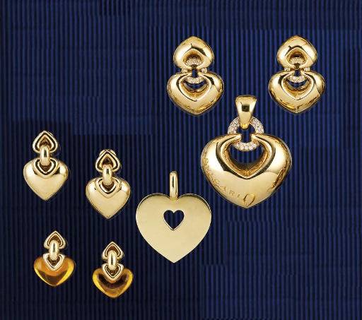 A GROUP OF HEART DESIGN JEWELLERY, BY BULGARI AND POIRAY