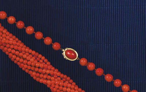 TWO CORAL NECKLACES