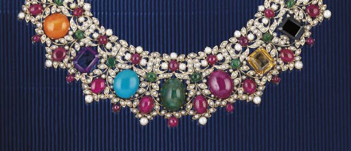 AN INDIAN GEM AND CULTURED PEARL NECKLACE