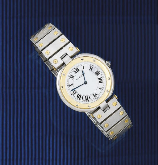 A BI-METALLIC QUARTZ "SANTOS" WRISTWATCH, BY CARTIER