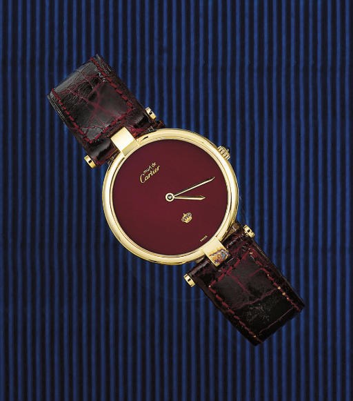 A GOLD PLATED QUARTZ WRISTWATCH, MUST DE CARTIER