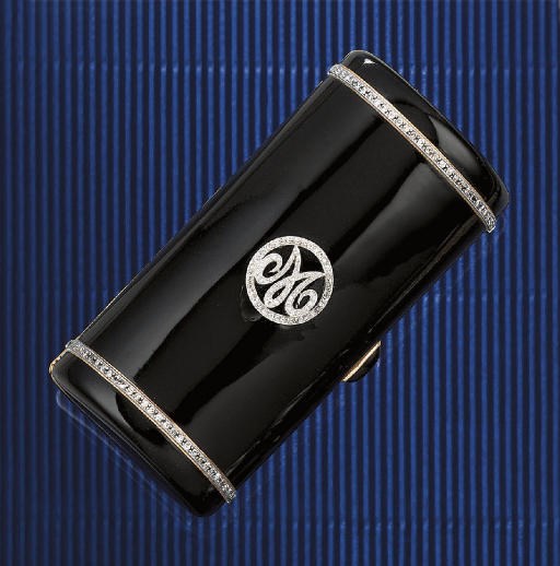 AN AMERICAN GOLD, ENAMEL AND DIAMOND CIGARETTE CASE, BY CARTIER