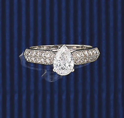 A PEAR SHAPED DIAMOND SINGLE STONE