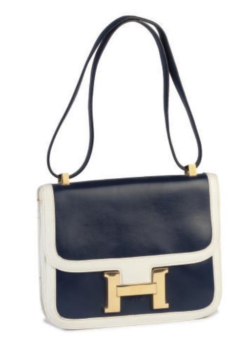 HERMÈS, A BLUE AND WHITE 'CONSTANCE' BAG