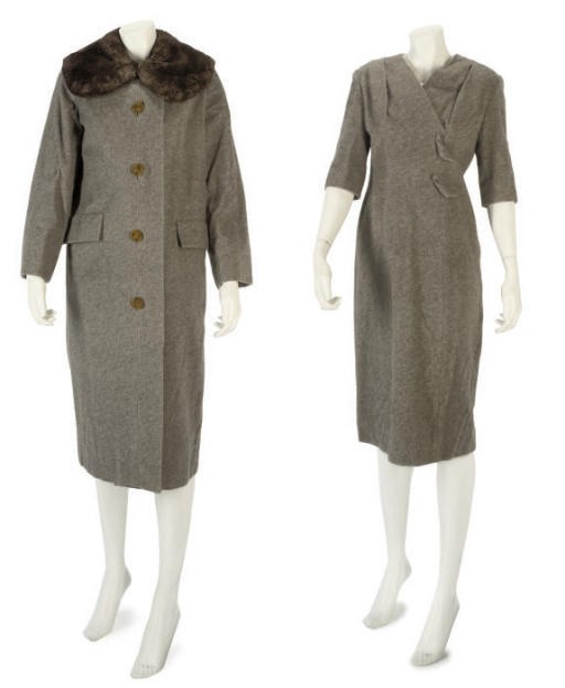 LANVIN CASTILLO COUTURE, A SMOKE GREY ENSEMBLE, CIRCA 1953
