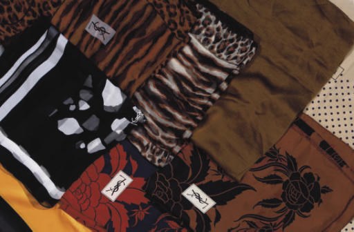 YVES SAINT LAURENT, A GROUP OF SILK SCARVES