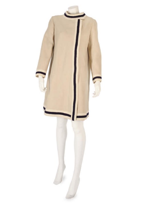 LOUIS FERAUD, A CREAM WOOL COAT, 1960S