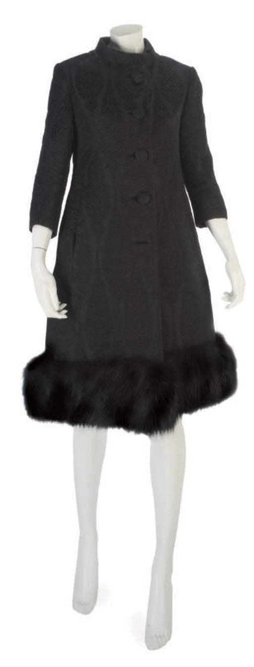 CHRISTIAN DIOR PARIS, A BLACK COAT AND ENSEMBLE, 1960S