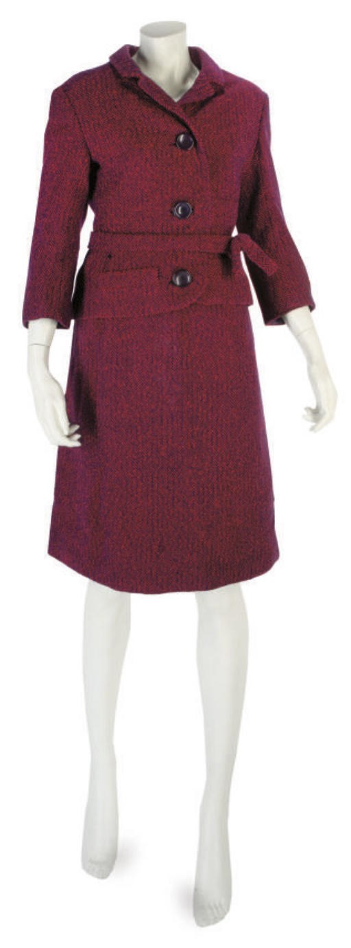 CHRISTIAN DIOR LONDON, A RED WOOL SUIT, EARLY 1960S