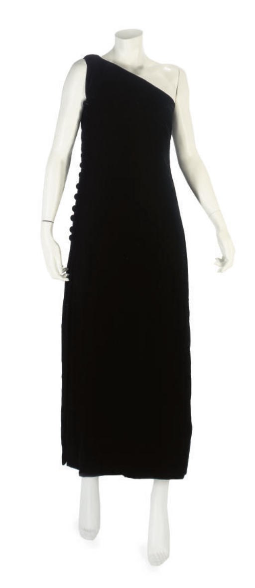 CHRISTIAN DIOR LONDON, A BLACK VELVET DRESS, 1960S
