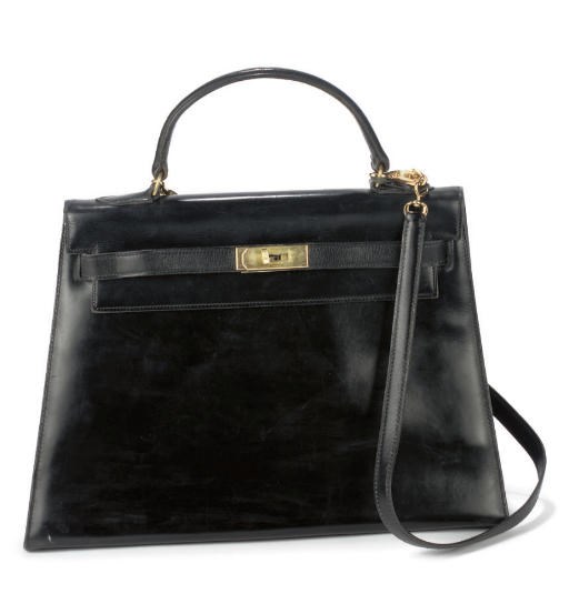 HERMÈS, A BLACK BOX LEATHER KELLY BAG