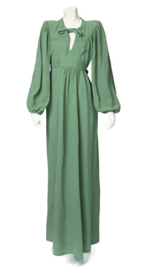 OSSIE CLARK, A GREEN CREPE GOWN