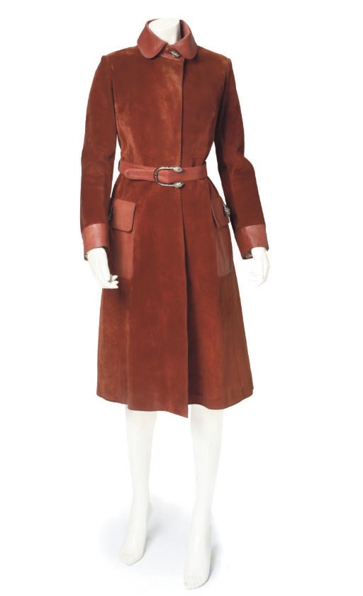 GUCCI, A SUEDE COAT WITH SERPENTINE ACCENTS, 1970s