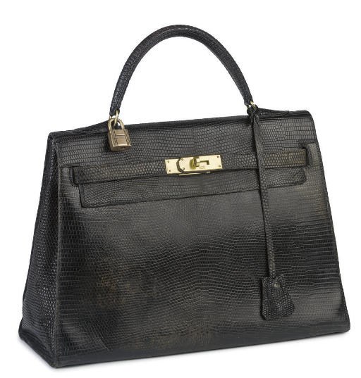 HERMÈS, A RARE BLACK LIZARD KELLY BAG