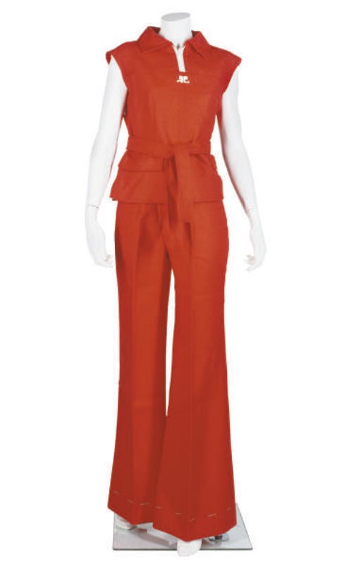 ANDRE COURREGES, A BLAZING ORANGE TROUSER SUIT, 1970S