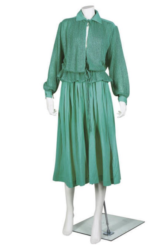 MISSONI, JADE GREEN HALTERNECK DRESS AND COAT
