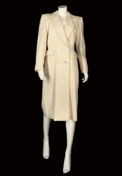 CHRISTIAN DIOR COUTURE, A FINELY RIBBED WHITE COAT
