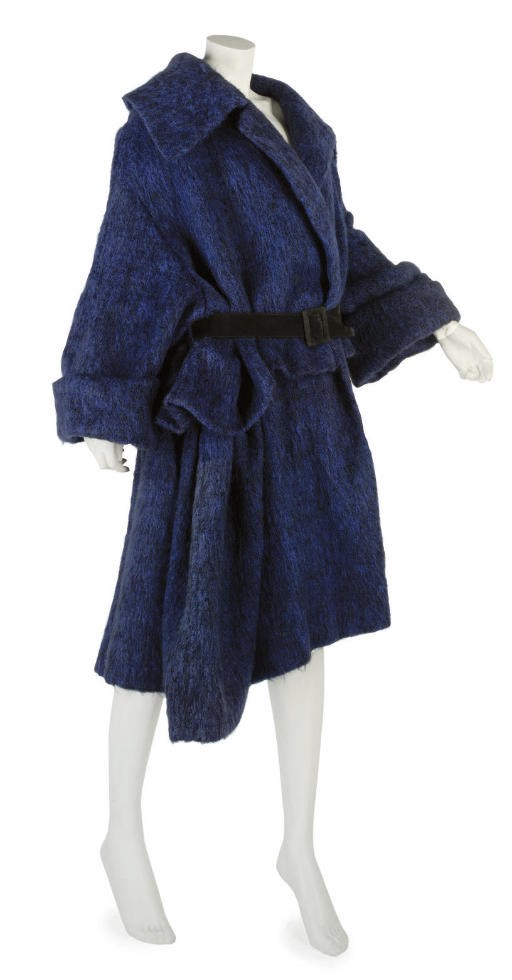 CHRISTIAN DIOR COUTURE, A DEEP BLUE MOHAIR COAT