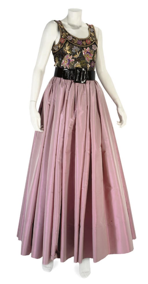 CHRISTIAN DIOR COUTURE, A BLACK AND PINK EVENING GOWN