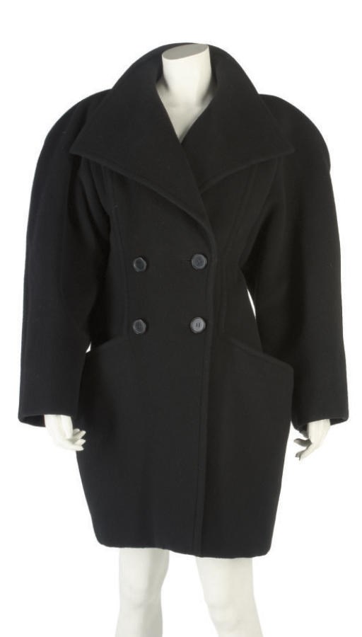 CHRISTIAN DIOR COUTURE, A BLACK WOOL COCOON COAT