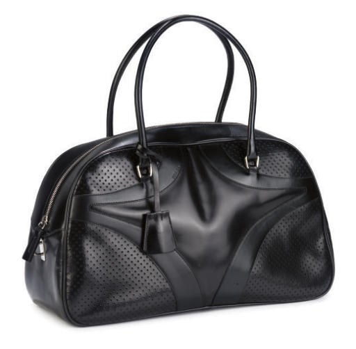PRADA, A BLACK 'VITELLO DRIVE' HANDBAG
