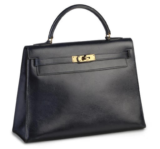 HERMÈS, A NAVY BLUE BOX LEATHER KELLY BAG