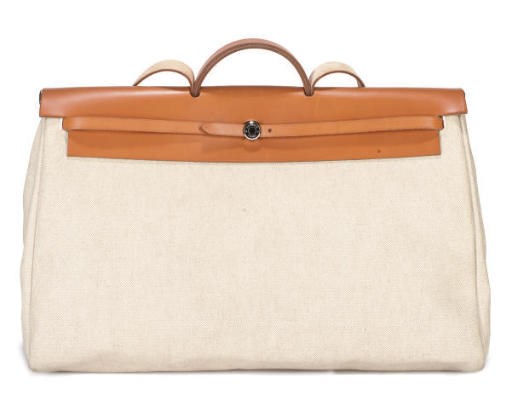 A TOILE AND LEATHER 'HER' BAG AND COVER