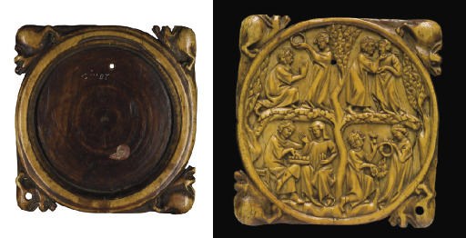 VALVE DE MIROIR EN IVOIRE SCULPTE