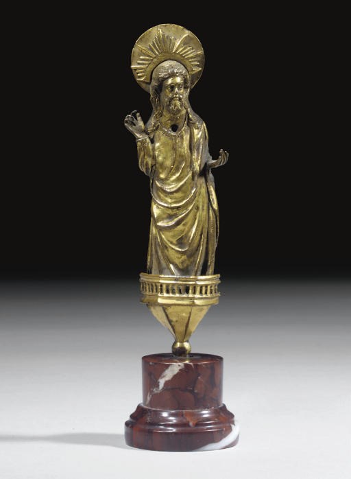 RELIEF REPRESENTANT UN SAINT EN CUIVRE DORE