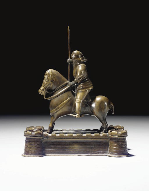 GROUPE EN BRONZE REPRESENTANT JEANNE D'ARC SUR UN CHEVAL
