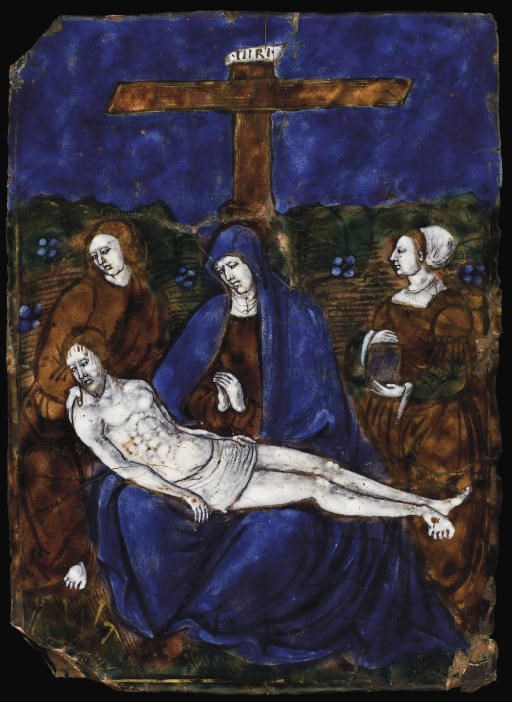 PLAQUE EN EMAIL REPRESENTANT LA LAMENTATION