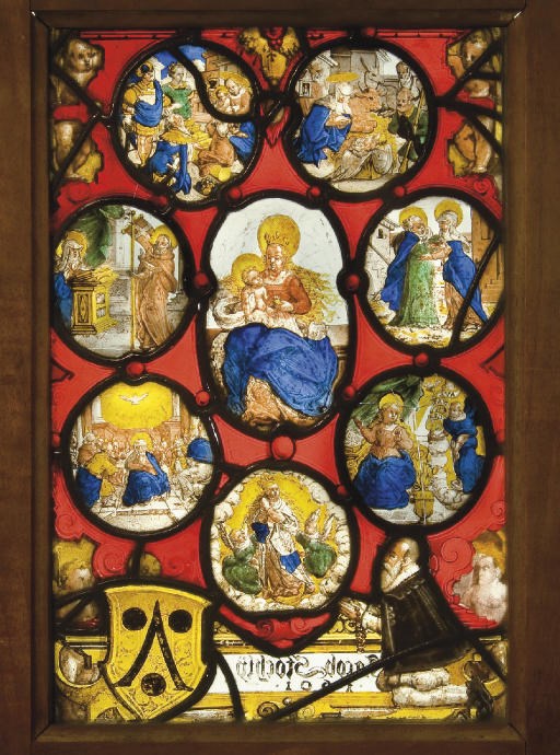 VITRAIL REPRESENTANT LA VIE DE LA VIERGE