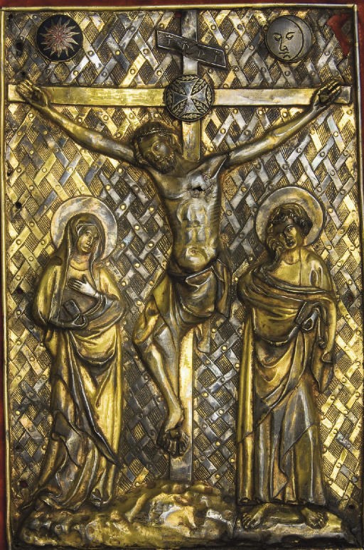PLAQUE EN VERMEIL ET EMAIL REPRESENTANT LA CRUCIFIXION