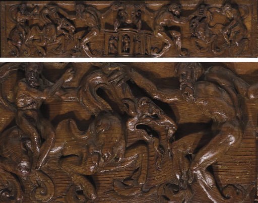 BAS-RELIEF EN BOIS NATUREL SCULPTE