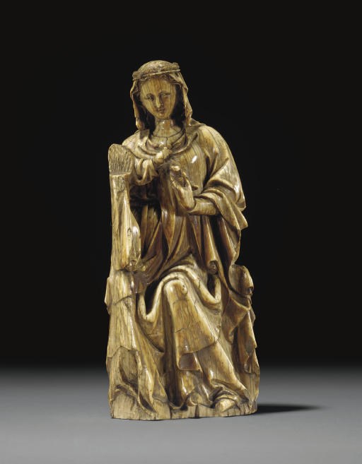 GROUPE EN IVOIRE SCULPTE REPRESENTANT LA VIERGE A L'ENFANT