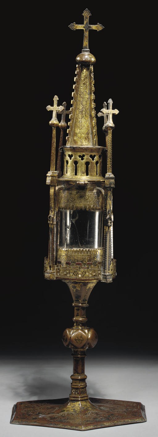 RELIQUAIRE EN CUIVRE GRAVE ET DORE
