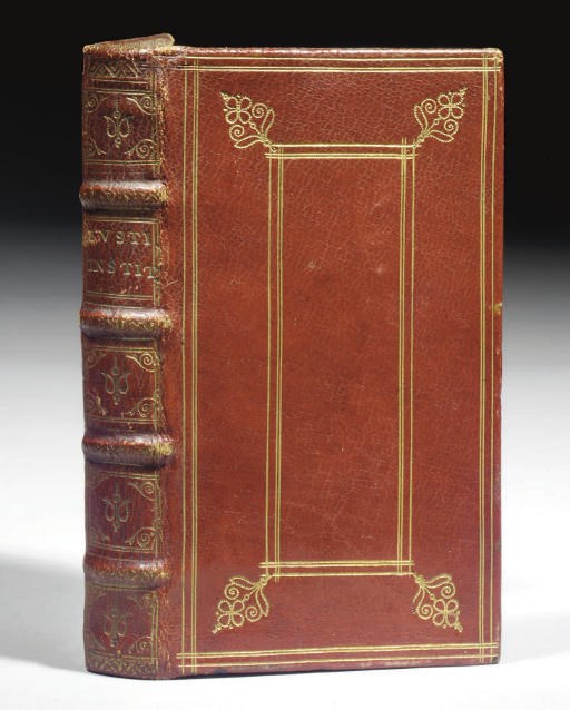 JUSTINIEN (Justinianus 482-565). Institutionum libri quatuor. Additi sunt Tituli Digestor. De Verborum significatione et Regulis Juris. Leyde: Daniel à Gaesbeeck, 1678.