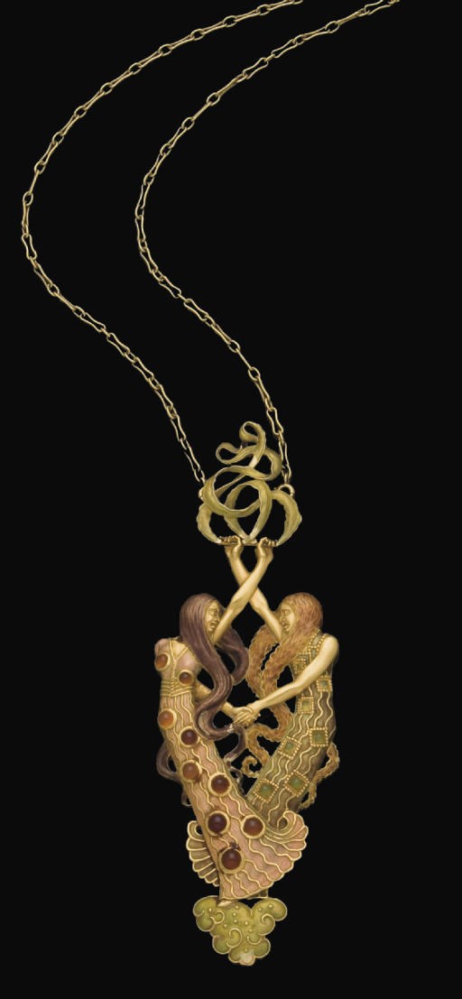 PENDENTIF "SORCIERES" EMAIL ET PATE DE VERRE, PAR VEVER ET GRASSET