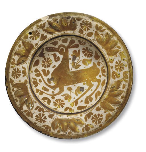PETIT PLAT CREUX EN FAIENCE HISPANO-MAURESQUE DE LA FIN DU XVIEME-DEBUT DU XVIIEME SIECLE