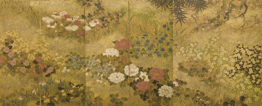 PARAVENT A SIX FEUILLES
'FLEURS DES QUATRE SAISONS'