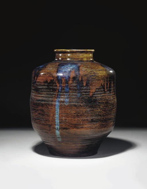 GRAND VASE EN GRES DE SETO EMAILLE