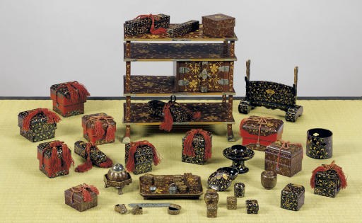 A Set of Miniature Lacquer Furniture for the Girl's Day Festival (Hina Matsuri)