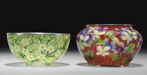 Two Plique-a-jour Enamel Bowls