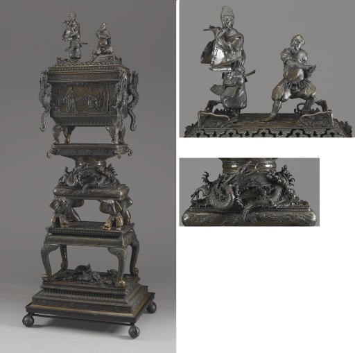A Monumental Bronze Incense Burner with Mythological Motifs
