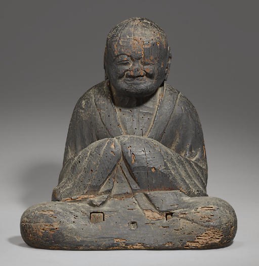 A Seated Wood Figure of Sogyo Hachiman